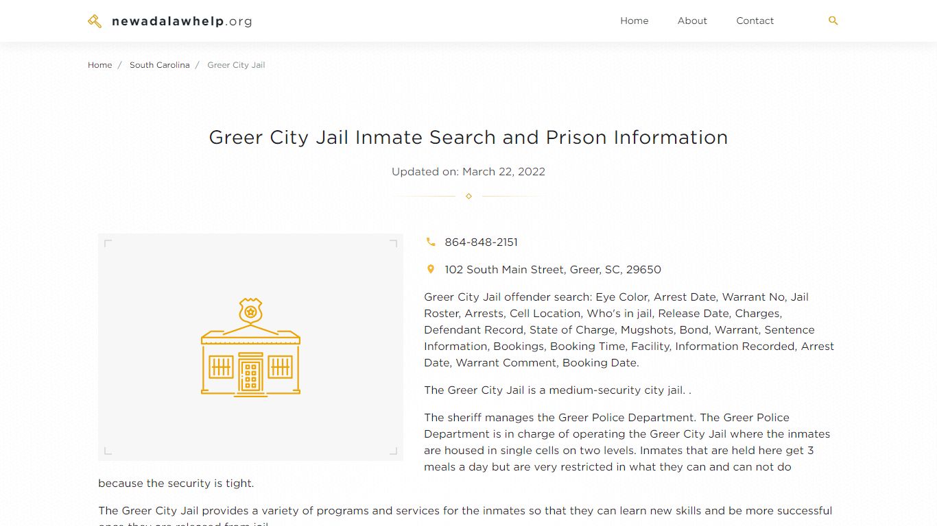 Greer City Jail Inmate Search, Visitation, Phone no ...